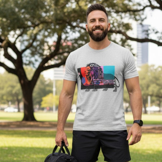 Lion Walking in Desert