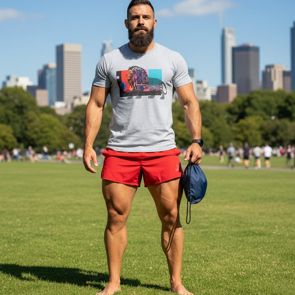 Lion Walking in Desert
